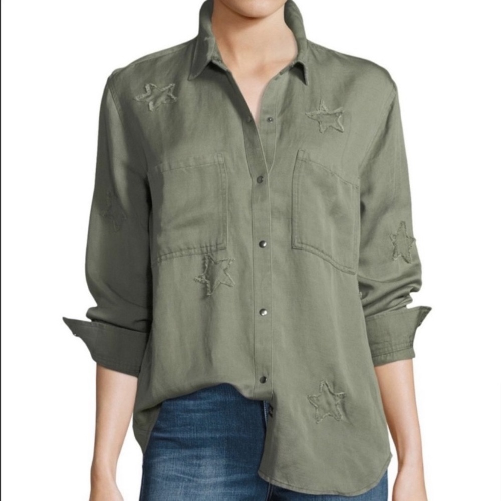 RAILS Marcel Sage Stars Embroidered Oversized Utility Button Down Shirt